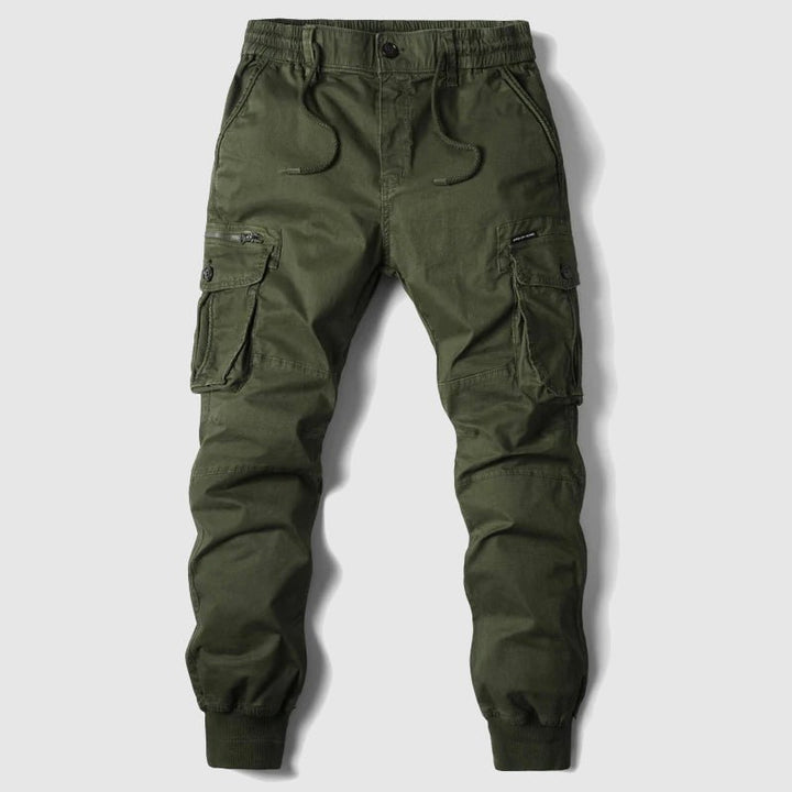 Men's Drawstring Cuffed Cargo Jogger Trousers Side