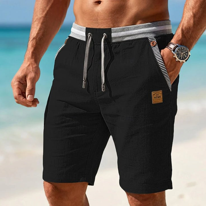 Men's Drawstring Summer Shorts with Contrast Waistband Back