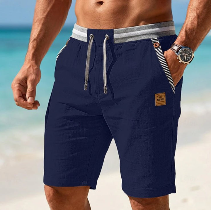 Men's Drawstring Summer Shorts with Contrast Waistband Close Up