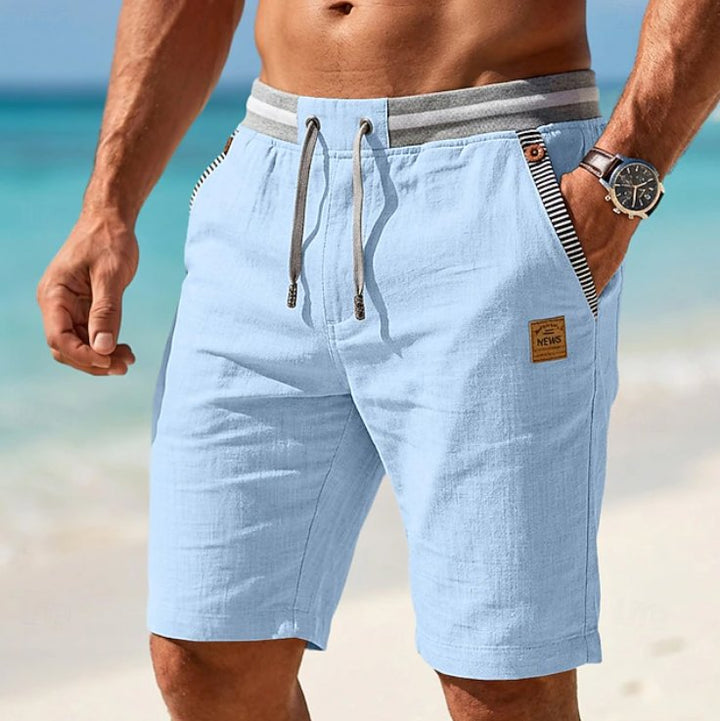 Men's Drawstring Summer Shorts with Contrast Waistband Front