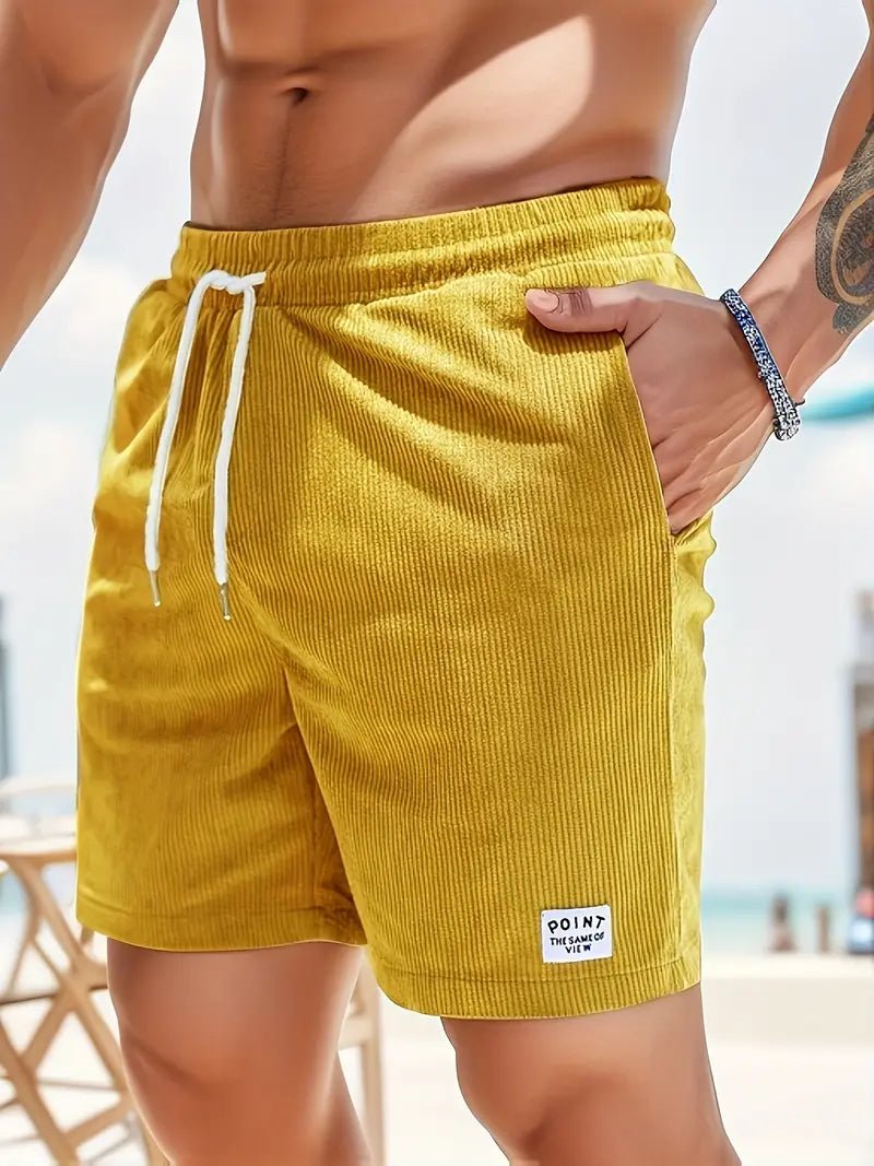 Men's Elastic Waist Swim Shorts | Corduroy Texture Quick Dry Back