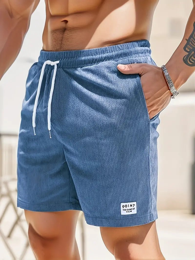 Men's Elastic Waist Swim Shorts | Corduroy Texture Quick Dry Detail