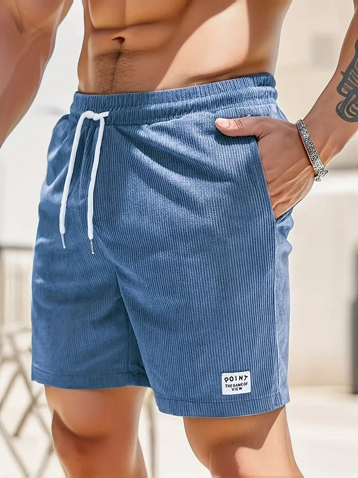 Men's Elastic Waist Swim Shorts | Corduroy Texture Quick Dry Detail