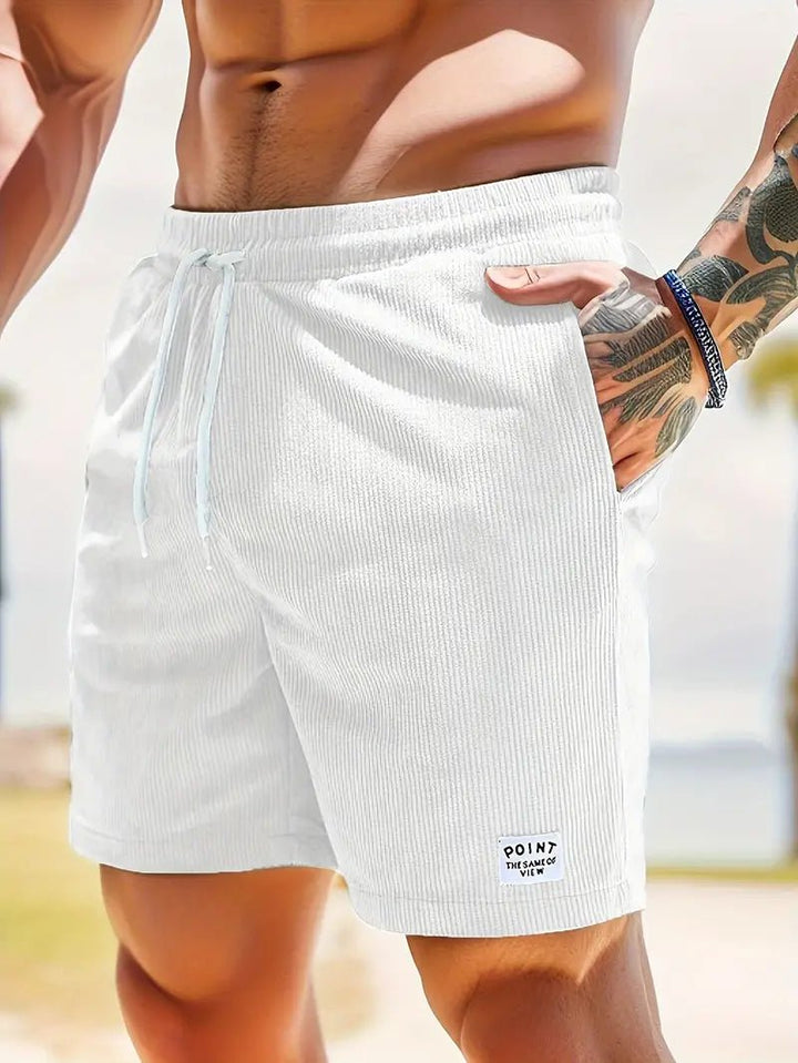 Men's Elastic Waist Swim Shorts | Corduroy Texture Quick Dry Side