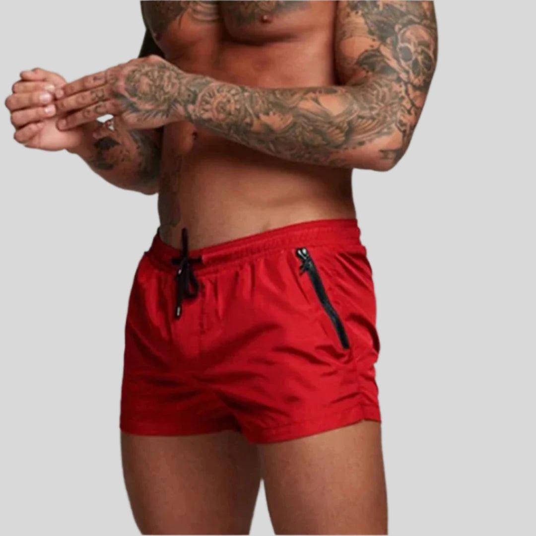 Men's Elasticated Drawstring Swim Shorts with Side Pockets Back