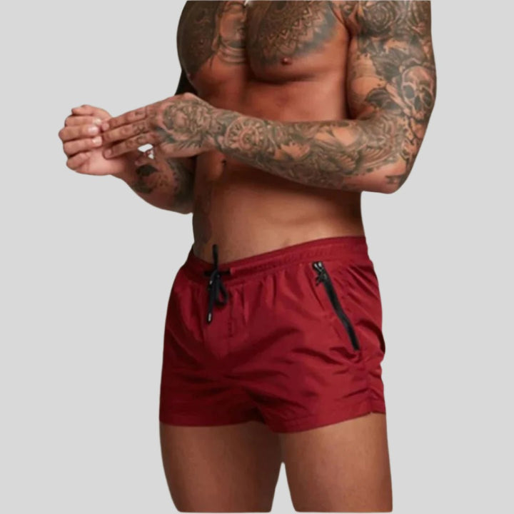 Men's Elasticated Drawstring Swim Shorts with Side Pockets Detail