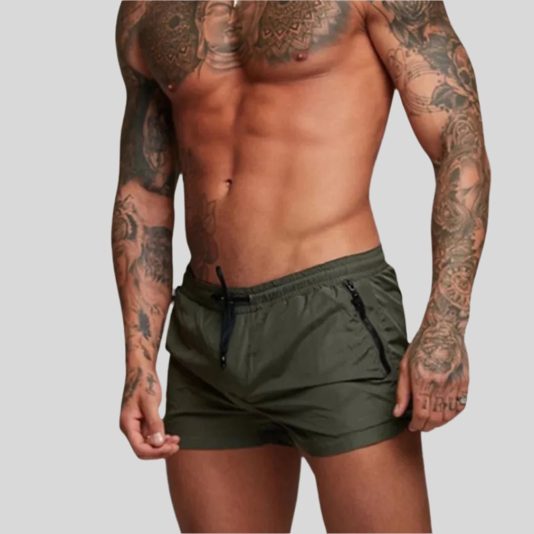 Men's Elasticated Drawstring Swim Shorts with Side Pockets Front