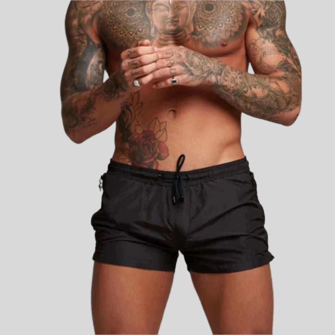 Men's Elasticated Drawstring Swim Shorts with Side Pockets Side