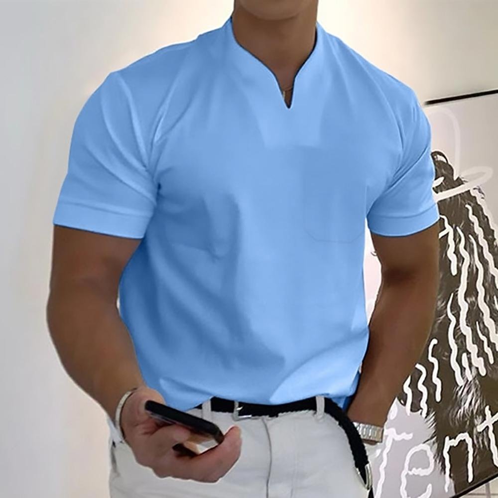 Men's Elegant Casual Polo Shirt with V-Neck Angle