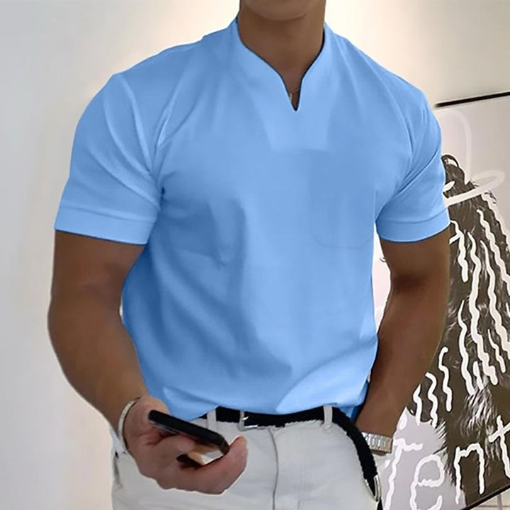 Men's Elegant Casual Polo Shirt with V-Neck Angle