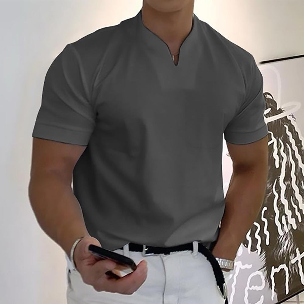 Men's Elegant Casual Polo Shirt with V-Neck Full