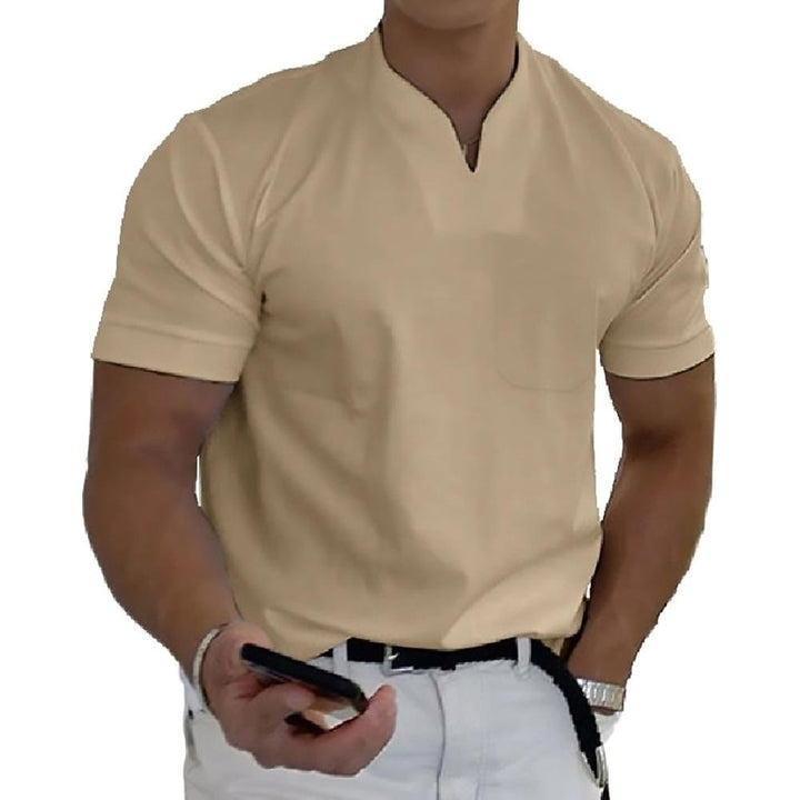 Men's Elegant Casual Polo Shirt with V-Neck Side