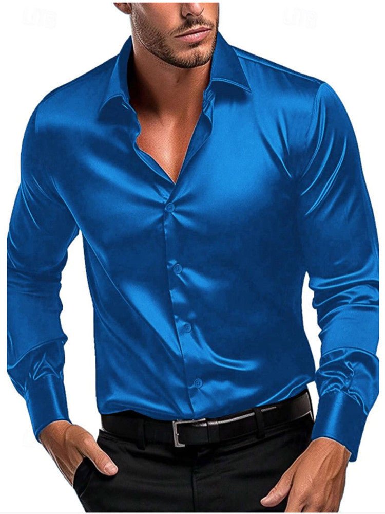 Men's Elegant Timeless Silk Shirt | Satin Sheen Smart Casual Back