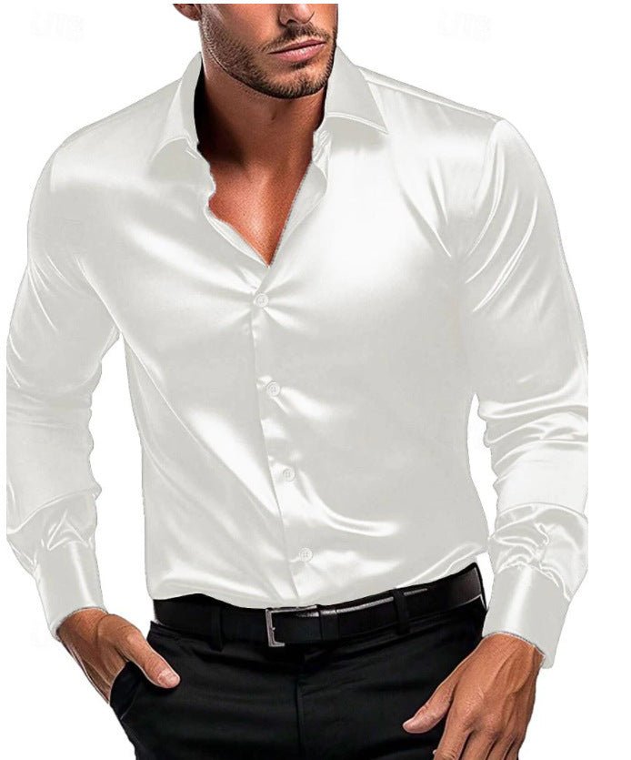Men's Elegant Timeless Silk Shirt | Satin Sheen Smart Casual Detail