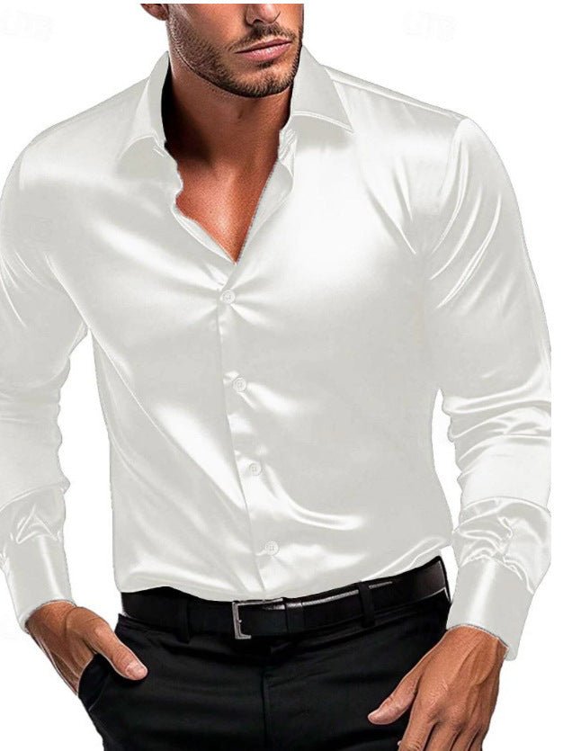 Men's Elegant Timeless Silk Shirt | Satin Sheen Smart Casual Front