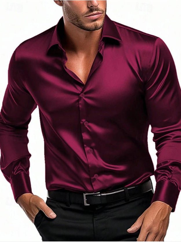Men's Elegant Timeless Silk Shirt | Satin Sheen Smart Casual Hero