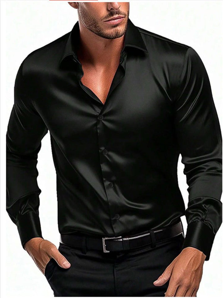 Men's Elegant Timeless Silk Shirt | Satin Sheen Smart Casual Side