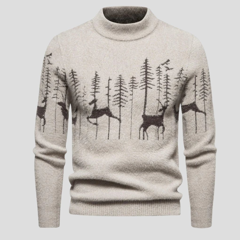 Men's Festive Deer Christmas Sweater | Crew Neck Holiday Knit Hero