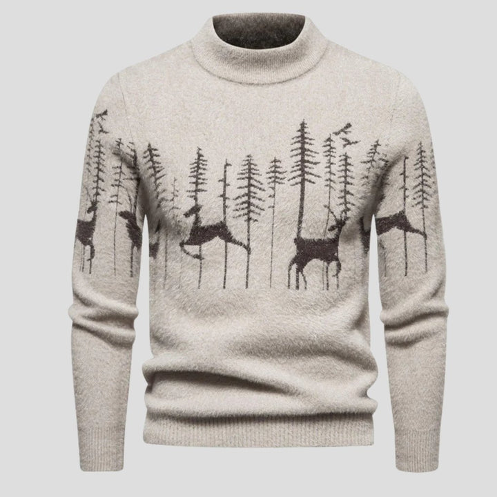 Men's Festive Deer Christmas Sweater | Crew Neck Holiday Knit Hero