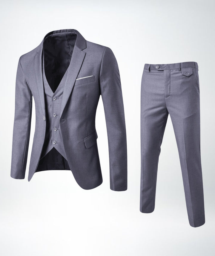 Men's Formal 3-Piece Suit | Slim Fit Single Button Jacket Angle