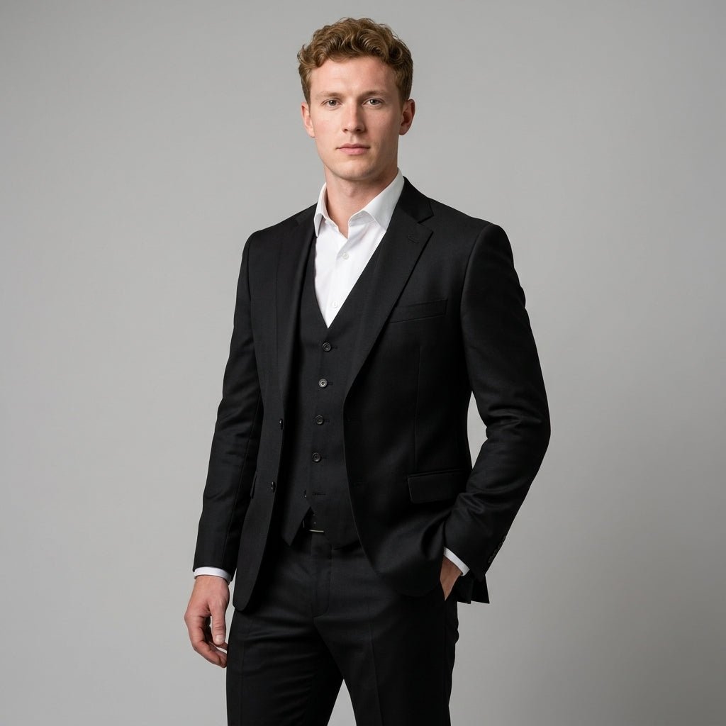 Men's Formal 3-Piece Suit | Slim Fit Single Button Jacket Back
