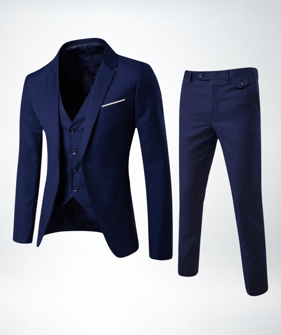 Men's Formal 3-Piece Suit | Slim Fit Single Button Jacket Close Up