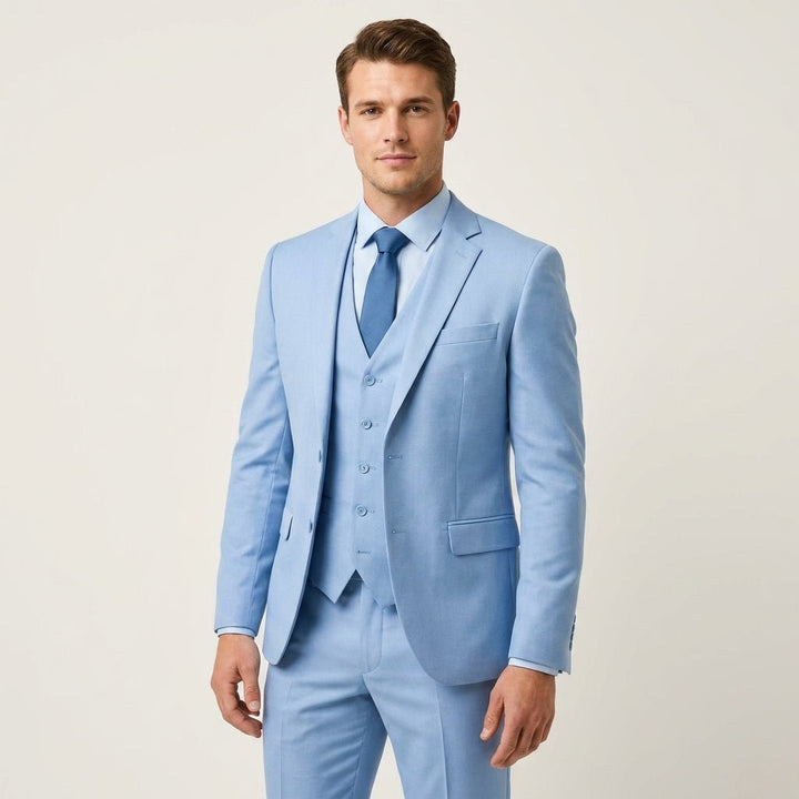 Men's Formal 3-Piece Suit | Slim Fit Single Button Jacket Detail