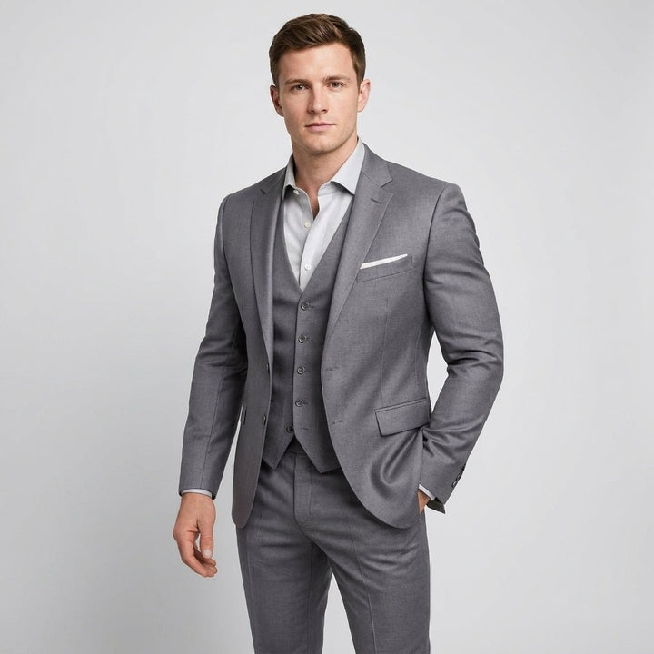 Men's Formal 3-Piece Suit | Slim Fit Single Button Jacket Front