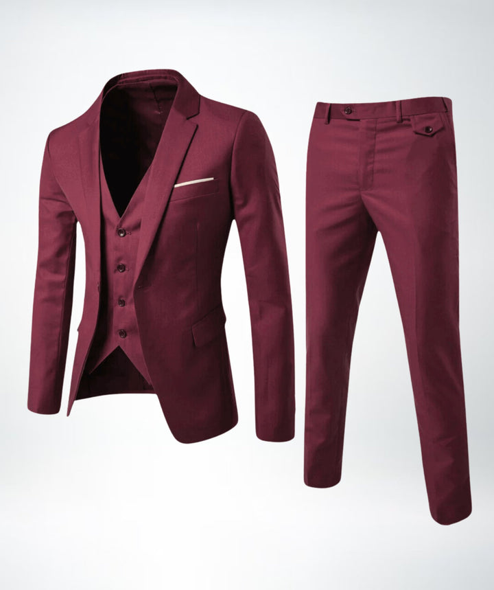 Men's Formal 3-Piece Suit | Slim Fit Single Button Jacket Full