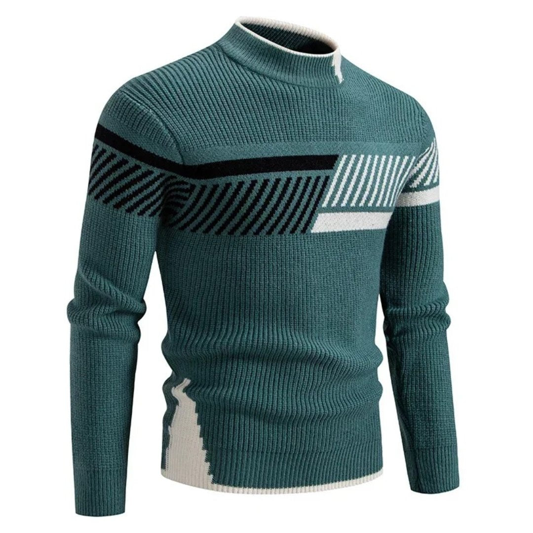 Men's Geometric Panel Premium Sweater | Color Block Relaxed Fit View 11