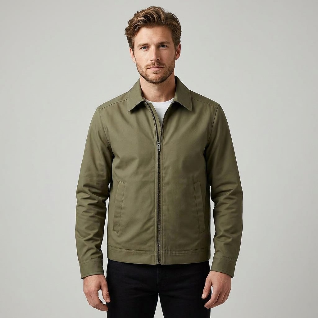 Men's Harrington Lined Jacket | Slim Fit Gingham Contrast Angle