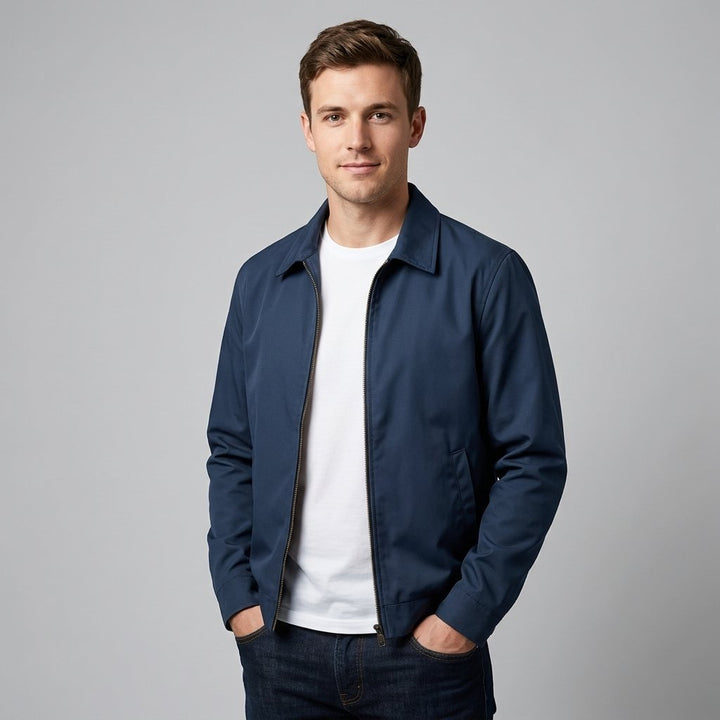 Men's Harrington Lined Jacket | Slim Fit Gingham Contrast Back