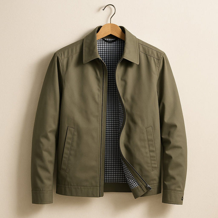 Men's Harrington Lined Jacket | Slim Fit Gingham Contrast Detail