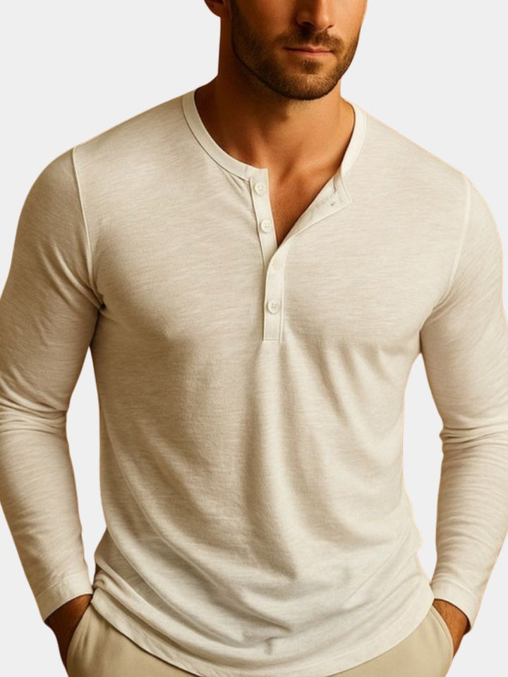 Men's Henley Long Sleeve Shirt | Slim Fit Button Placket Hero