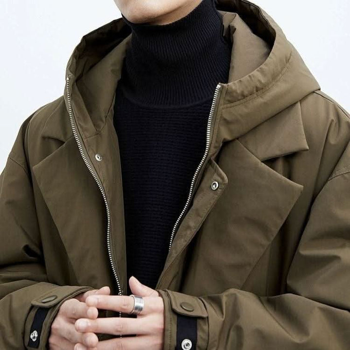 Men's Hooded Longline Overcoat | Slim Fit Water Resistant Lifestyle