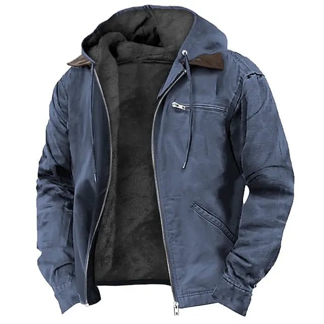 Men's Hooded Winter Jacket | Lined Layered Collar Fit Side
