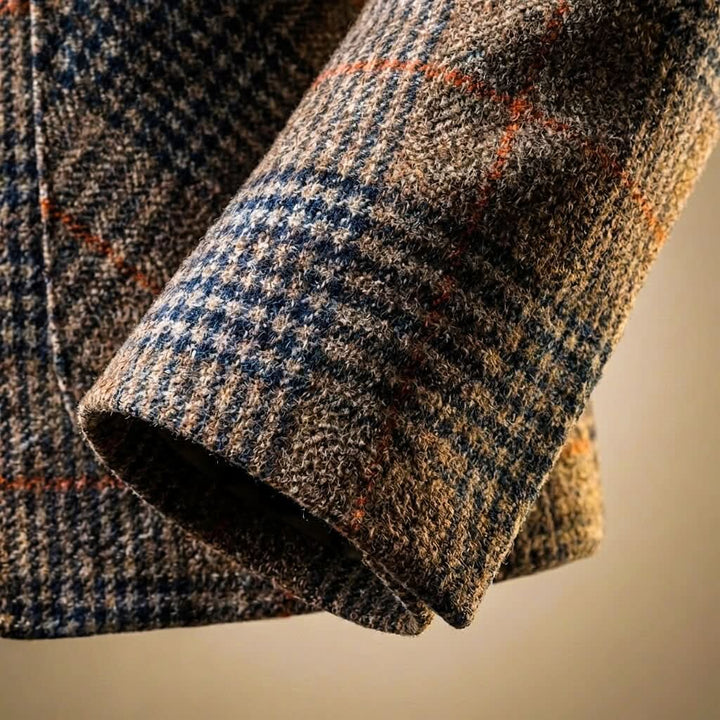 Men's Houndstooth Tailored Blazer | Notch Lapel Wool Blend Side