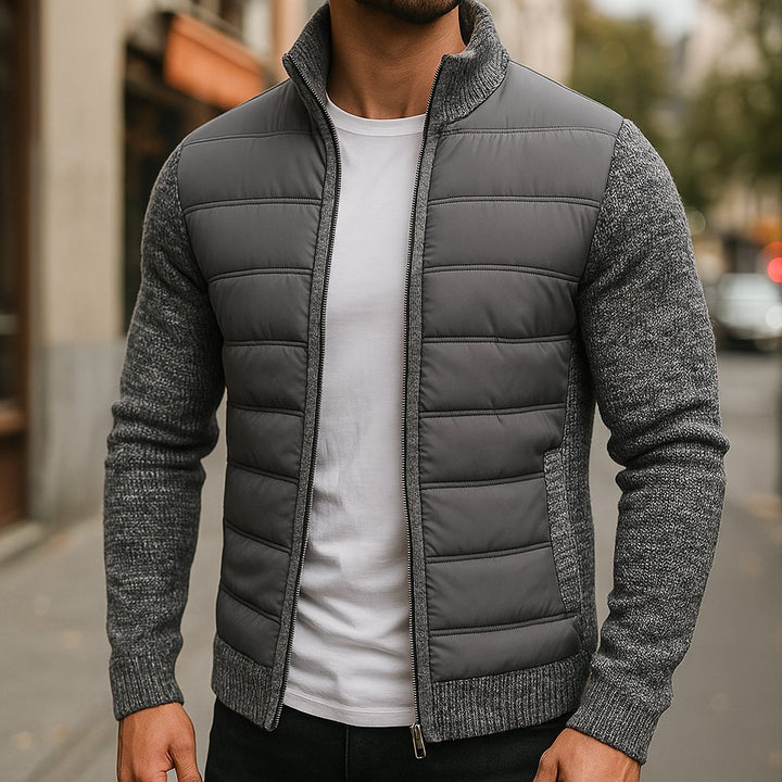 Men's Hybrid Fleece Jacket | Quilted Body Contrast Sleeves Hero