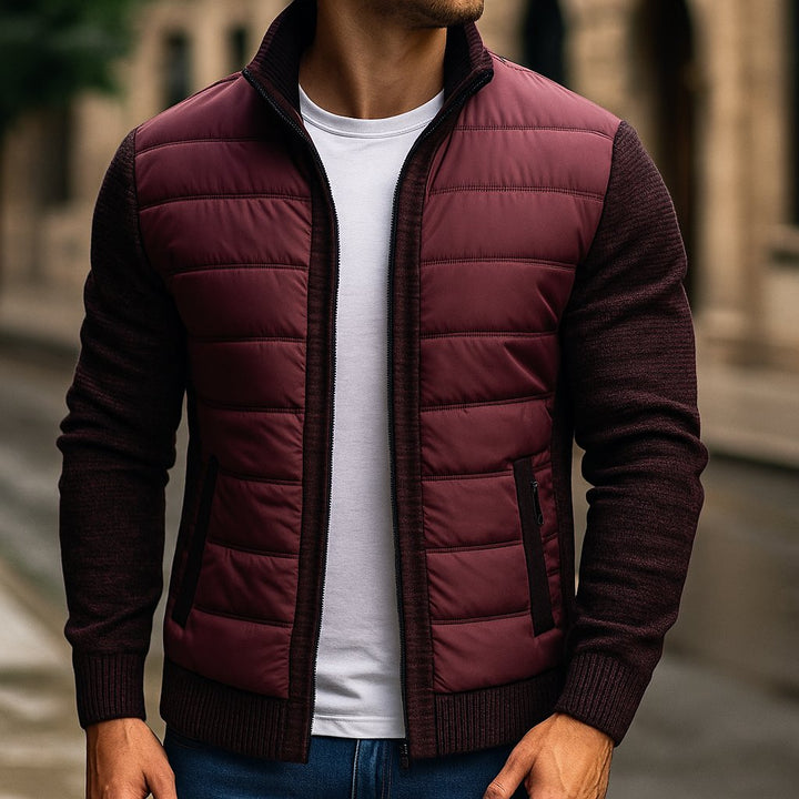 Men's Hybrid Fleece Jacket | Quilted Body Contrast Sleeves Side