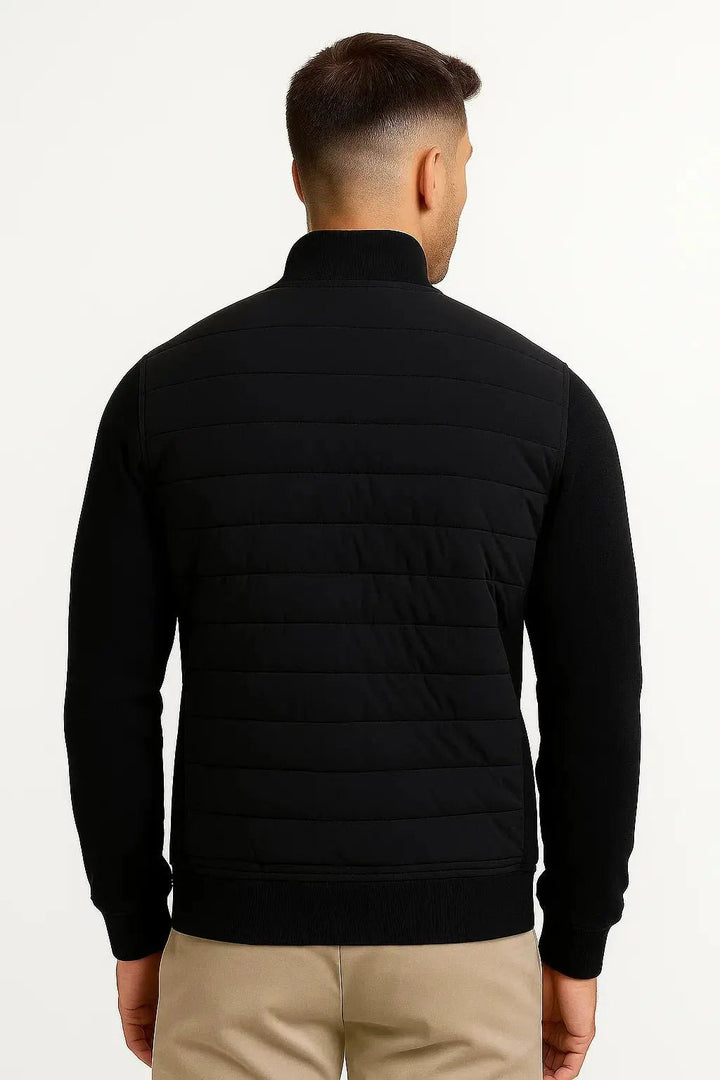 Men's Hybrid Quilted Jacket | Knitted Sleeves Transitional Fit Detail