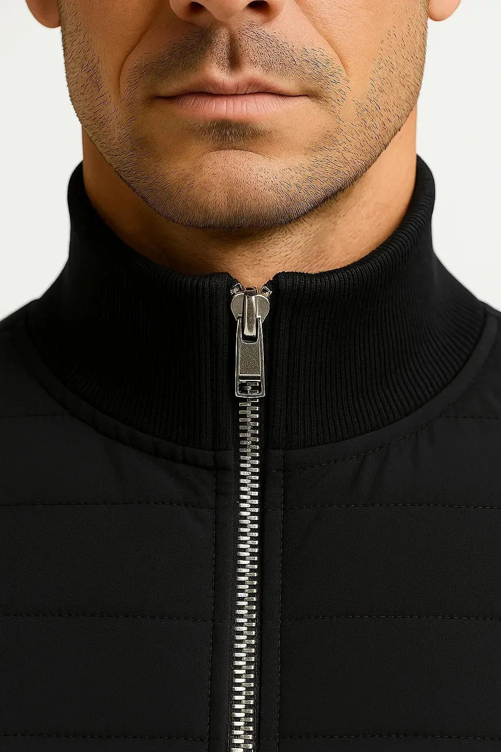 Men's Hybrid Quilted Jacket | Knitted Sleeves Transitional Fit Front