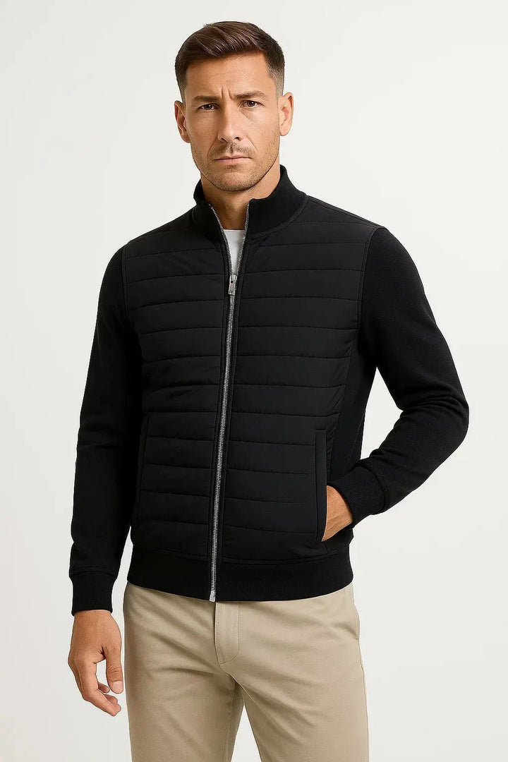 Men's Hybrid Quilted Jacket | Knitted Sleeves Transitional Fit Hero