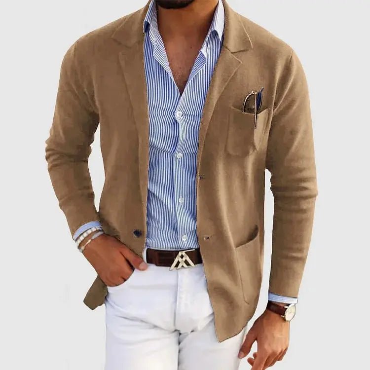 Men's Knit Blazer Jacket | Smart Casual with Patch Pockets Detail