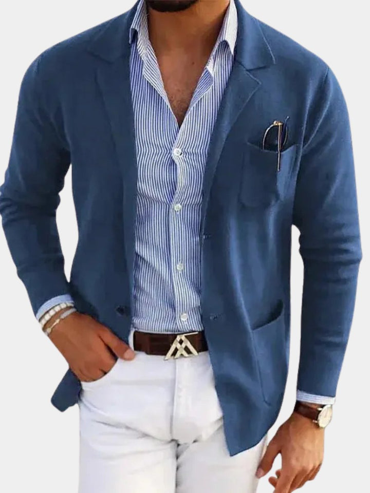 Men's Knit Blazer Jacket | Smart Casual with Patch Pockets Hero