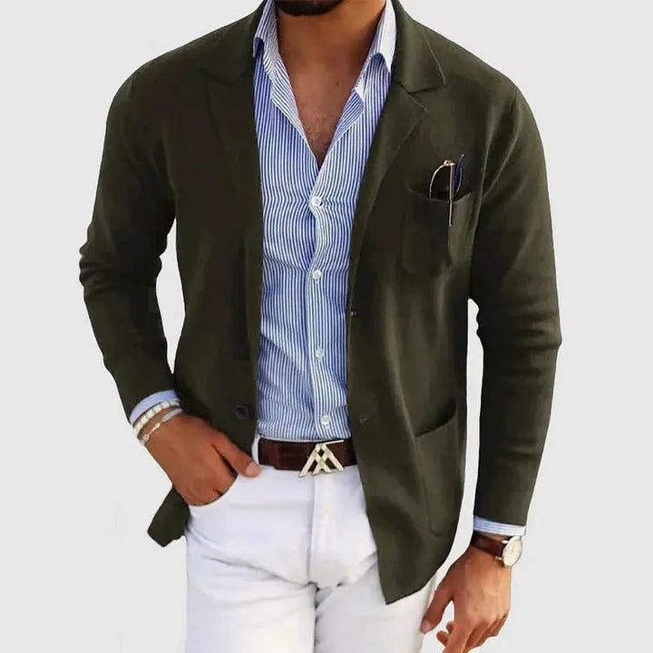 Men's Knit Blazer Jacket | Smart Casual with Patch Pockets Lifestyle