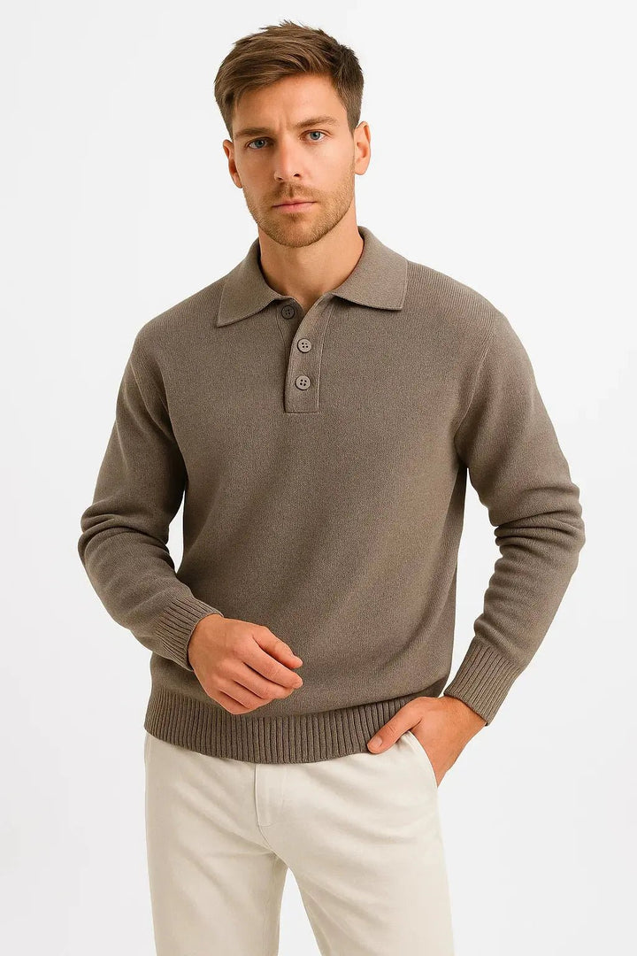 Men's Knit Polo Sweater | Classic Pullover with Structured Collar Hero