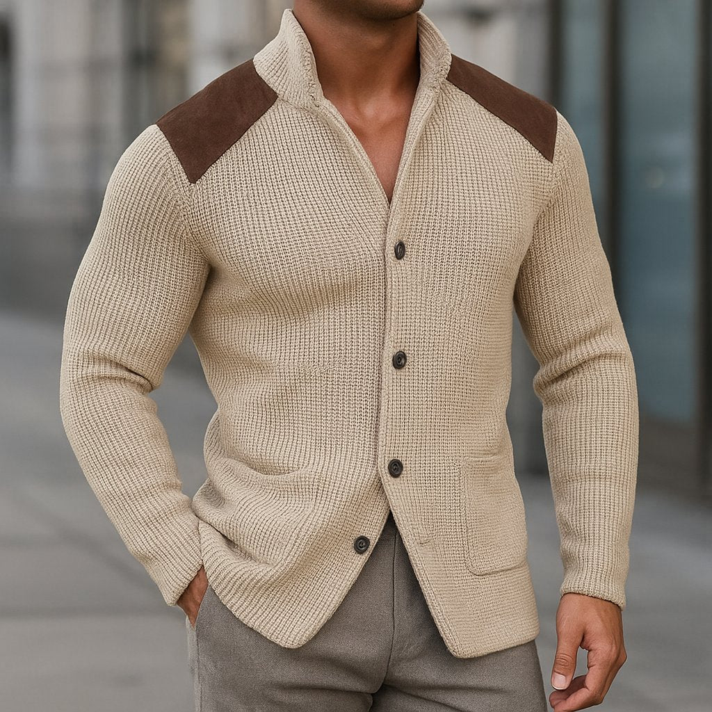 Men's Knitted Blazer | Structured Fit with Suede Patches Angle