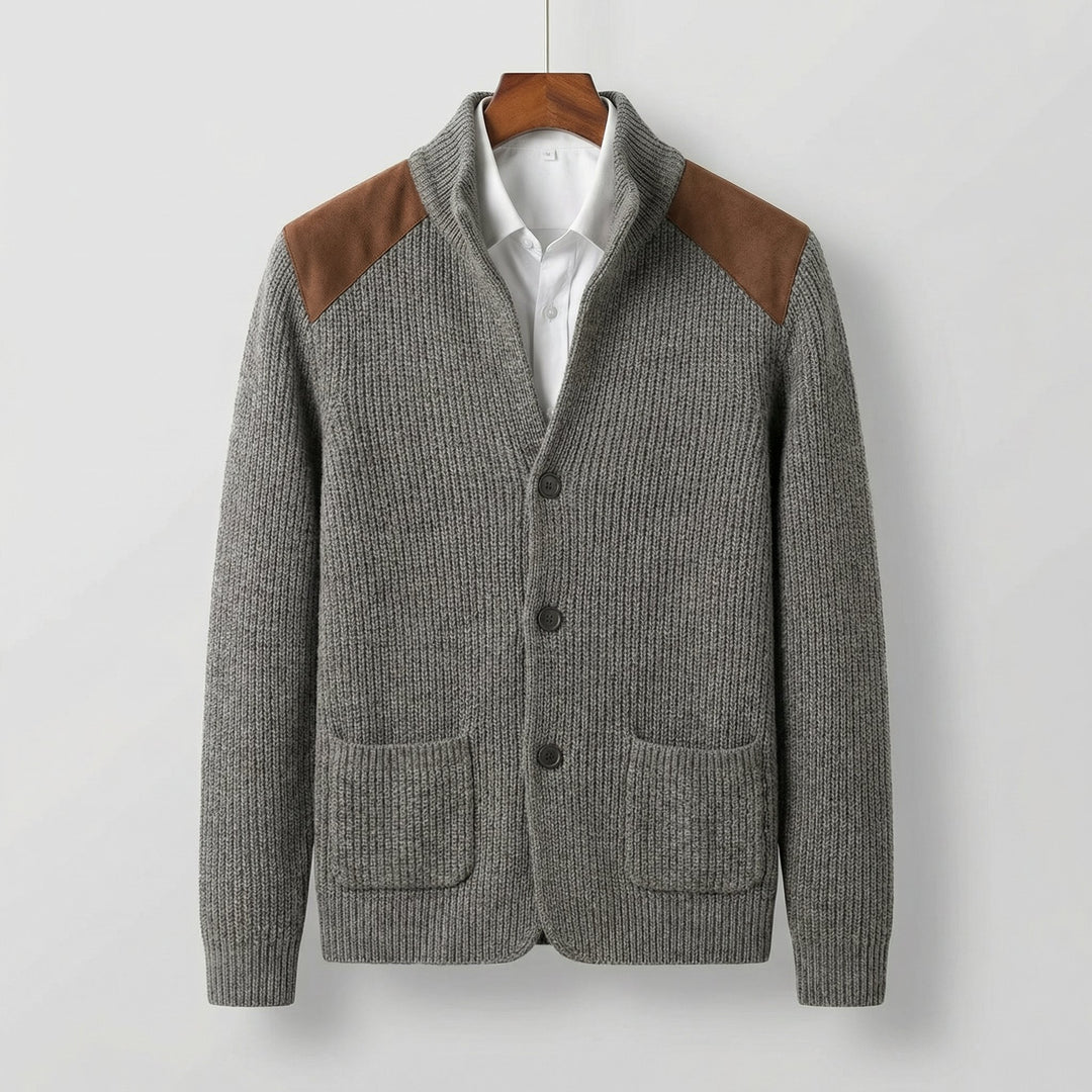 Men's Knitted Blazer | Structured Fit with Suede Patches Hero