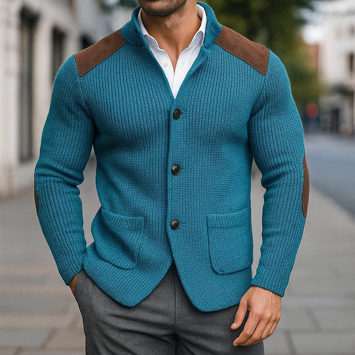 Men's Knitted Blazer | Structured Fit with Suede Patches Lifestyle