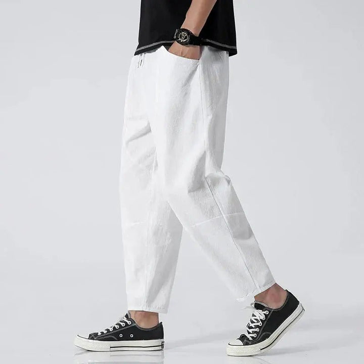 Men's Kyoto Cropped Tapered Pants | Relaxed Fit Oxford Side